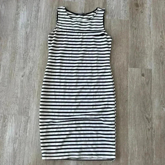 Womens Suzy Shier Black and White Stripe Dress - L - Picture 1 of 8